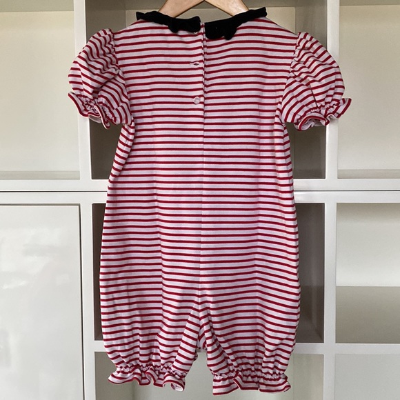 Worn once! Girls Disney Minnie Mouse Red & White Stripe Romper. Size 3T. - Picture 3 of 3